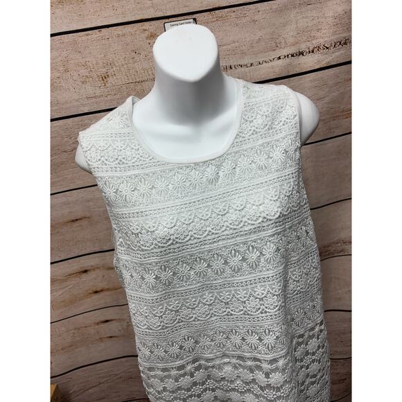 Lapis White Lace Sleeveless Tank Top - Size Small Lace Overlay Shirt - Picture 6 of 11